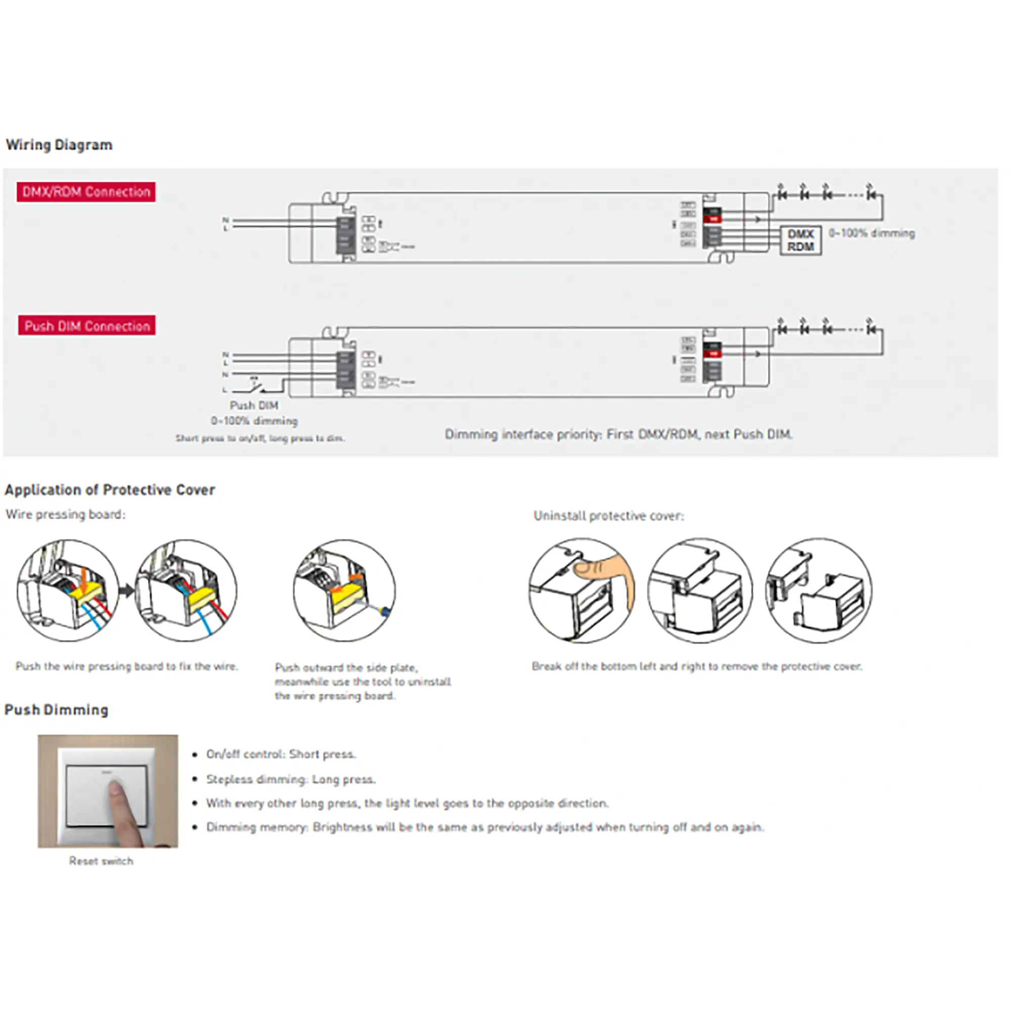 DMX512/RDM/Push DIM, 0-100% Dim, CV 100W, 24Vdc 4.17A, 200-240Vac, IP20, 5yrs Warranty. LM-100-24-G1M2  LTECH DMX Constant Voltage